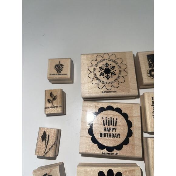 Lot Of 21 Wood Mounted Rubber Stamps Stampin Up Floral Happy Birthday Baby Love - Picture 2 of 9